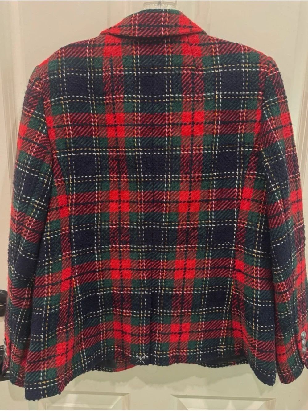 Talbots Classic Shetland Blazer Navy & Green Plaid size 10 $189